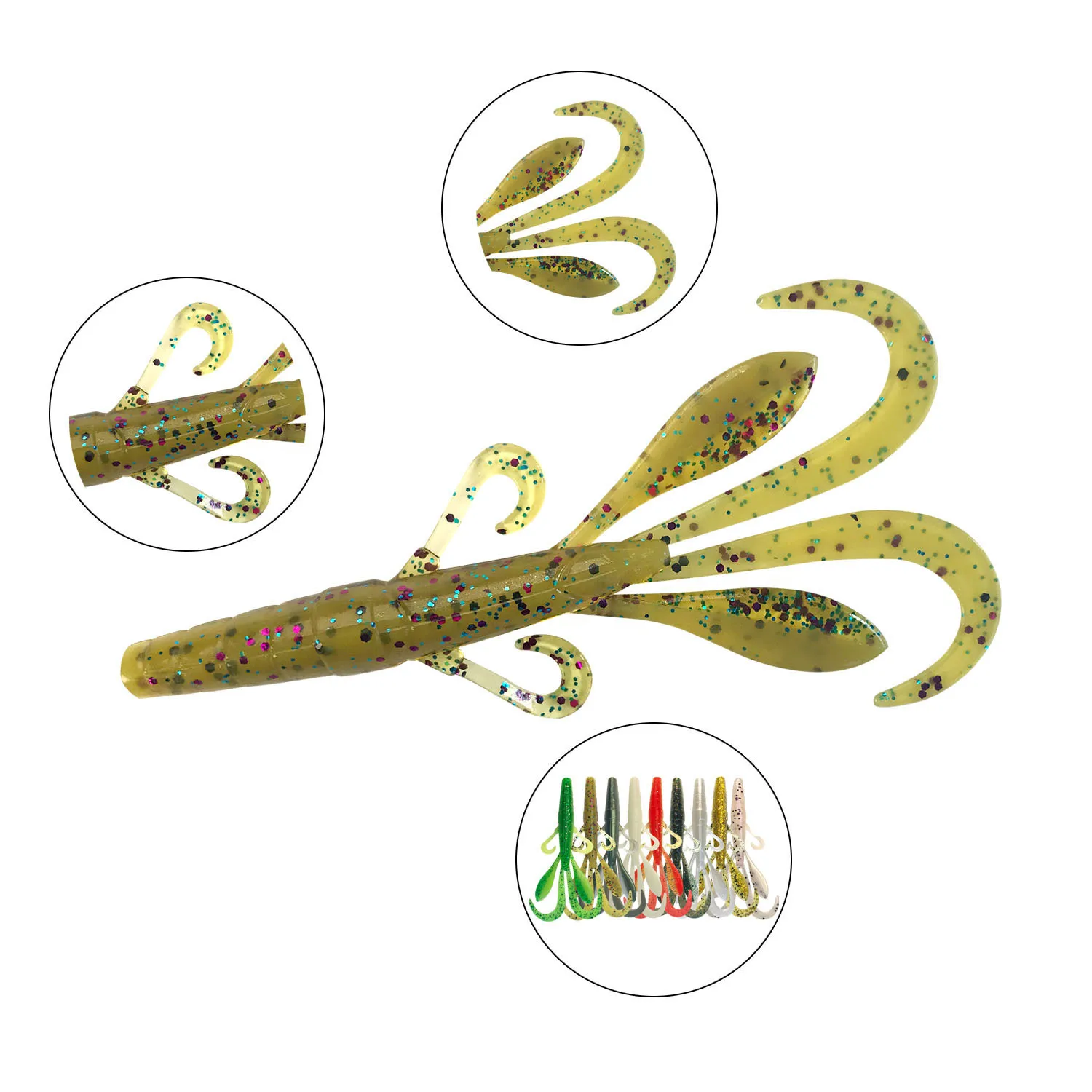 Señuelo de pesca suave, cebo Artificial de 9cm y 4,2g, aparejo de simulación de Camarón, Texas Bass Catch, 4 piezas - imagen 4