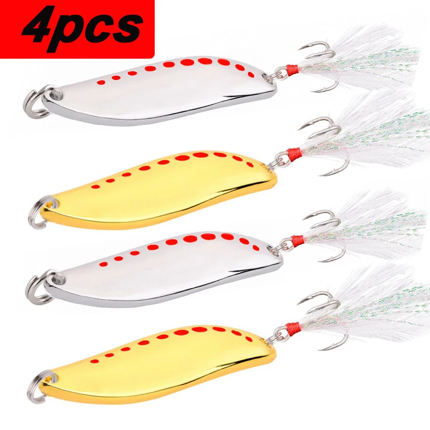 4 Uds Metal Vib sanguijuela Spinners cuchara señuelos 2,5g-25g cebo Artificial Pesca señuelo de Pesca gancho conjunto de aparejos para lubina Pike perca - imagen 5