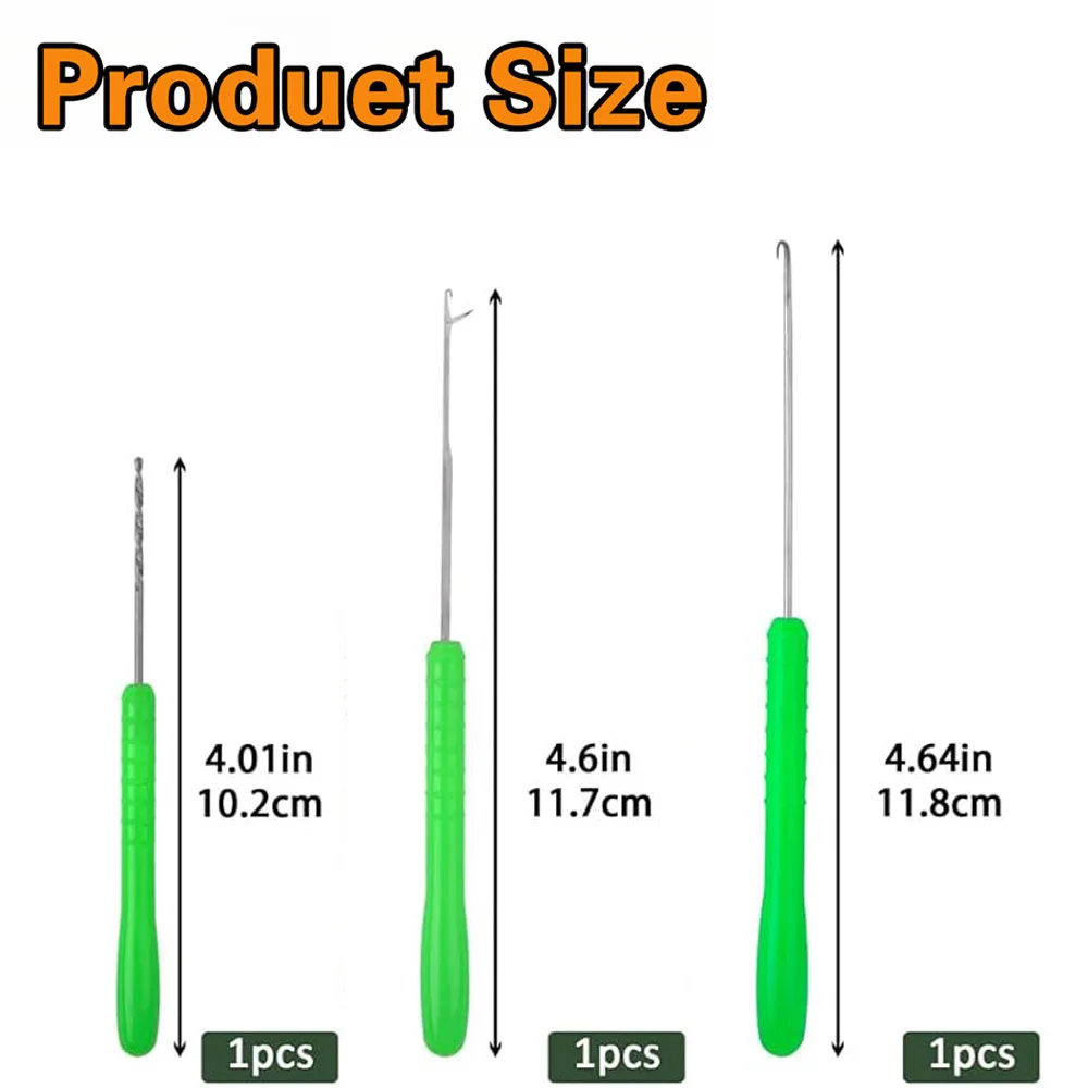 Kit de agujas para cebo de pesca de carpa, 6 uds., taladro, aguja de cebo, aparejos de pelo de carpa DIY con tapones de boilies para aparejos de cebos de señuelo de pesca - imagen 2