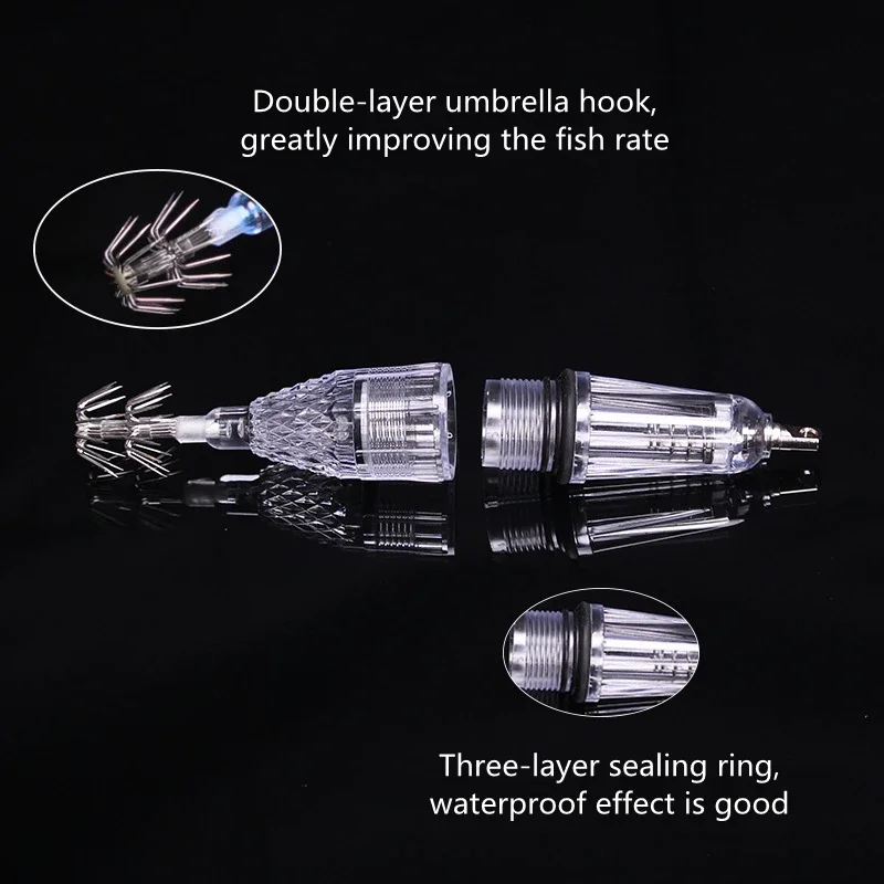 Señuelo de pesca de 12cm y 17cm, luz LED para mar profundo, aparejos subacuáticos, lámpara de calamar, herramientas de gancho de paraguas - imagen 2
