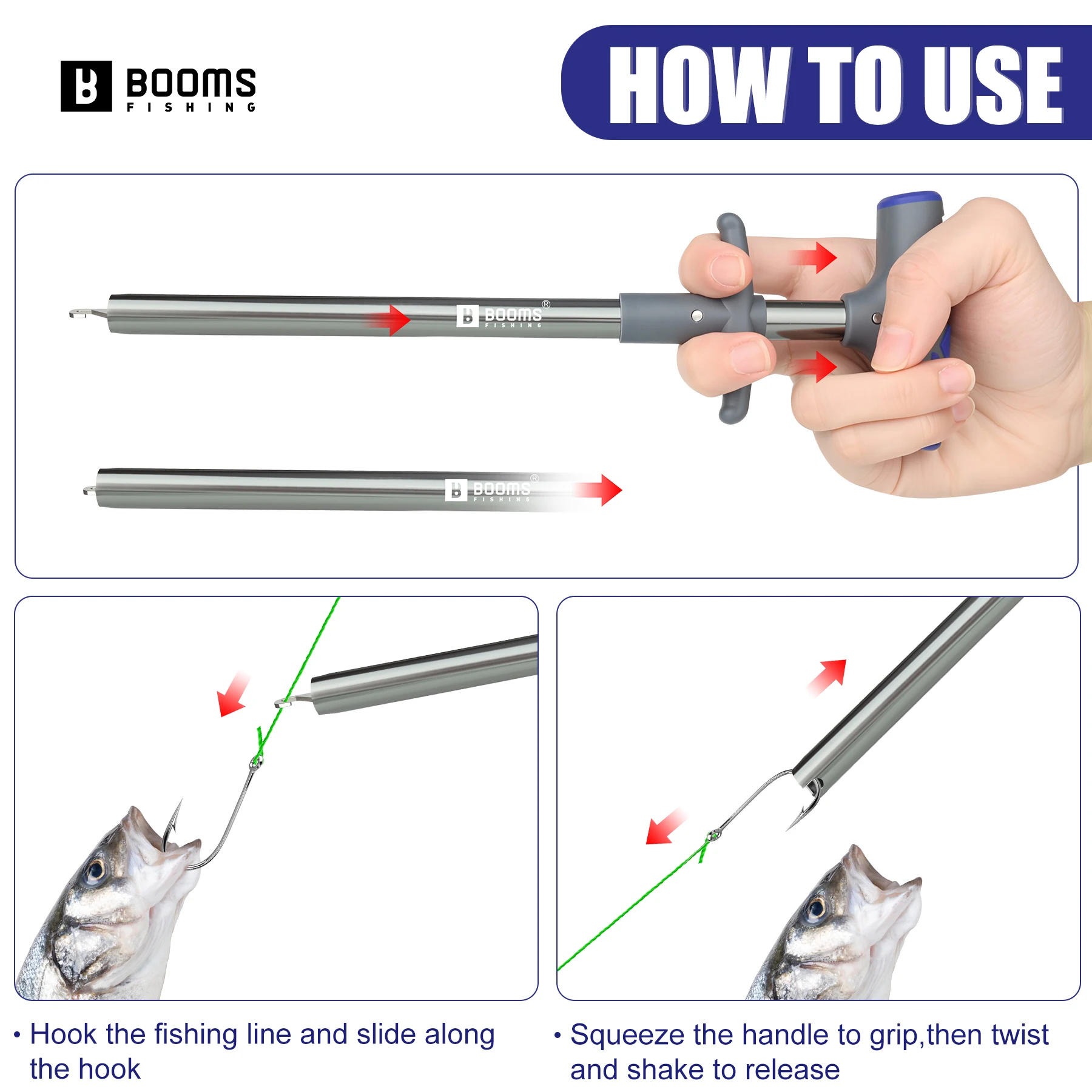 Booms Fishing XW20-desacoplador de anzuelos de tubo de aluminio portátil, Extractor de anzuelos de pesca, separador de anzuelos, aparejos de pesca - imagen 3