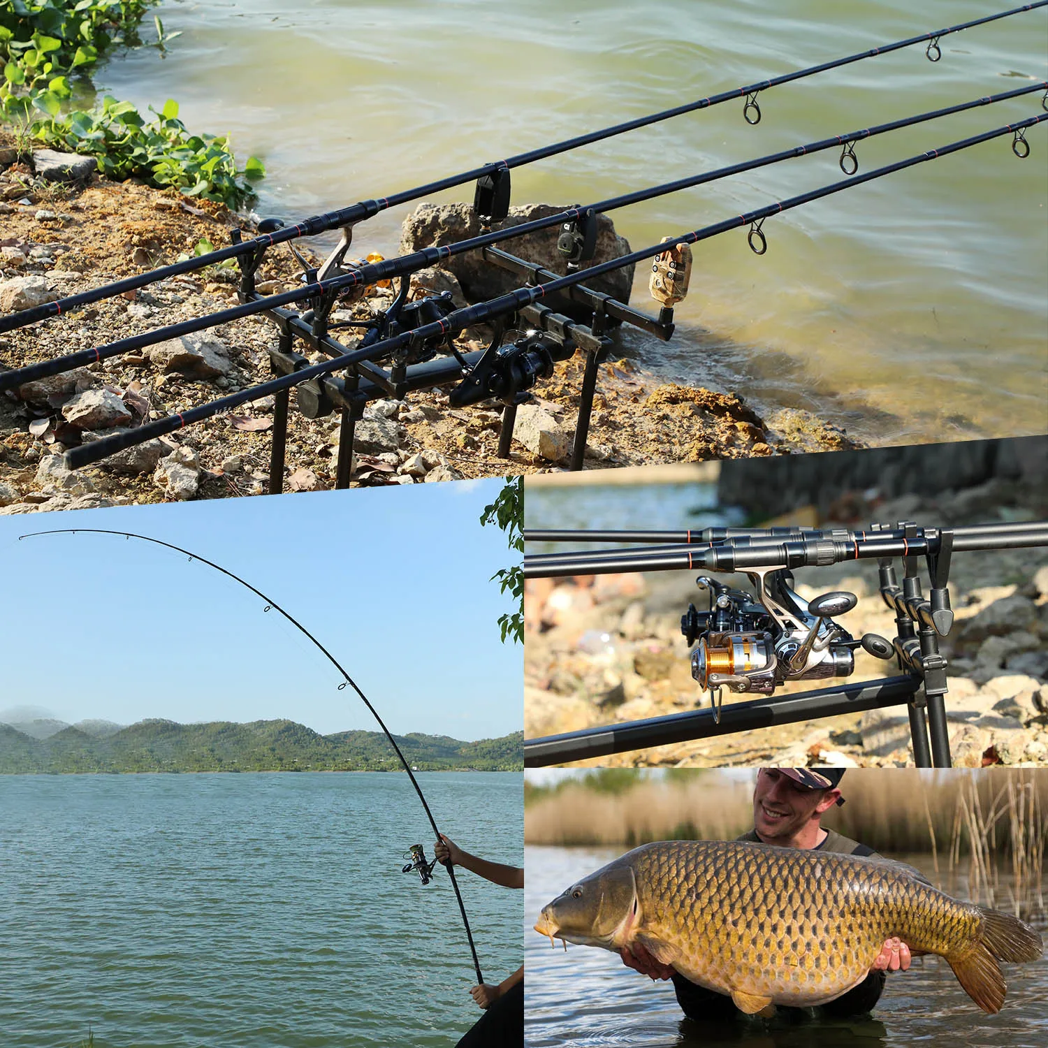 Sougayilang 3m 3,6 m caña de pescar de carpa fibra de carbono de alta calidad 3,5LB portátil 6/7 secciones caña alimentadora giratoria para agua dulce - imagen 3