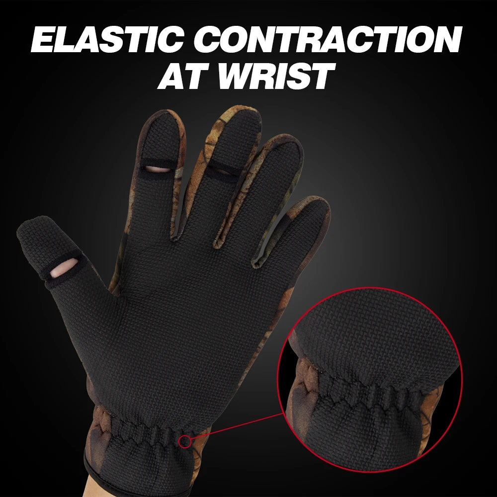 Guantes Pesca Dos Dedos Neopreno PU Cuero - imagen 5