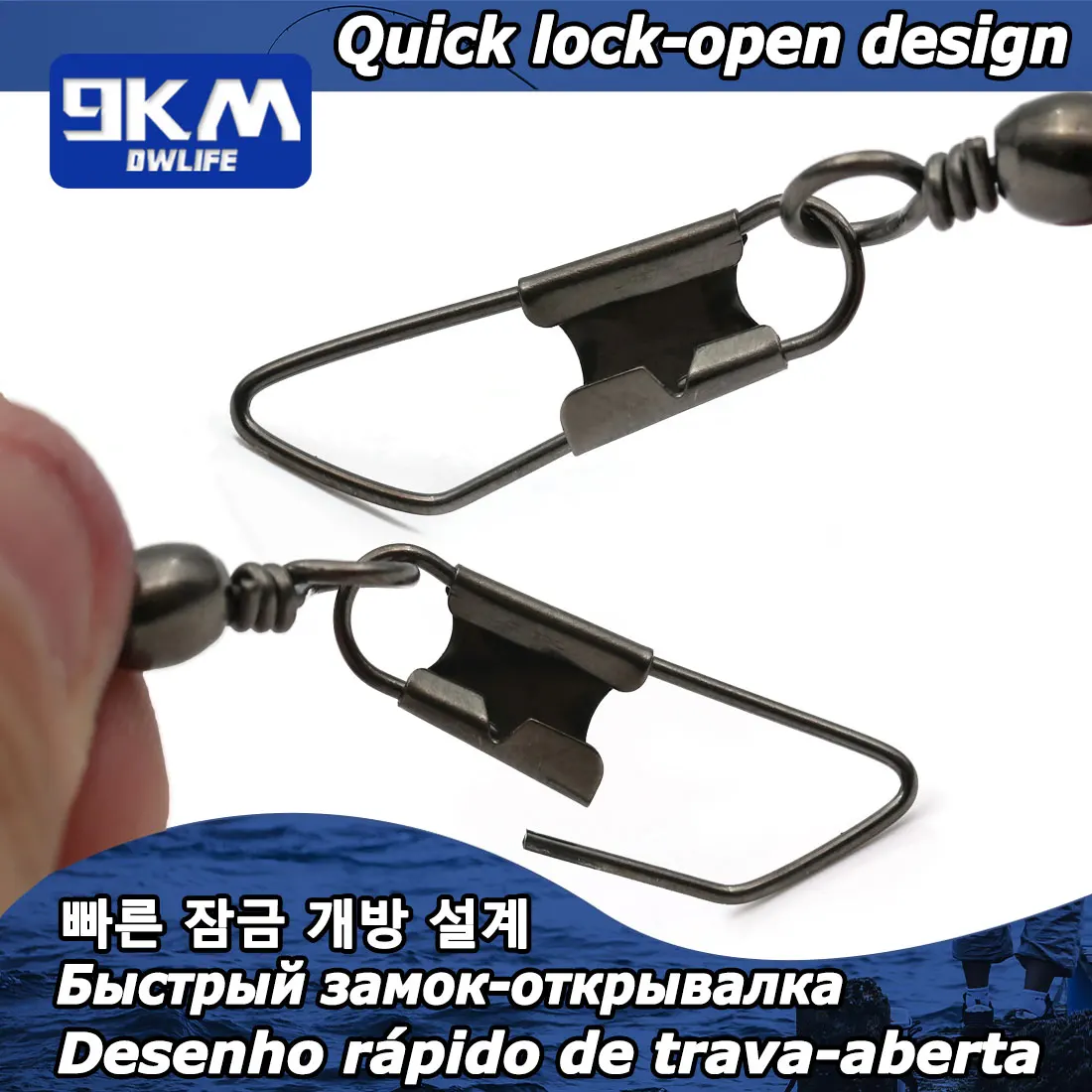 Brocas de pesca dobles, 25 ~ 100 Uds., broches de seguridad de acero inoxidable, barril de pesca, Clips giratorios, conector, aparejos de agua salada - imagen 5