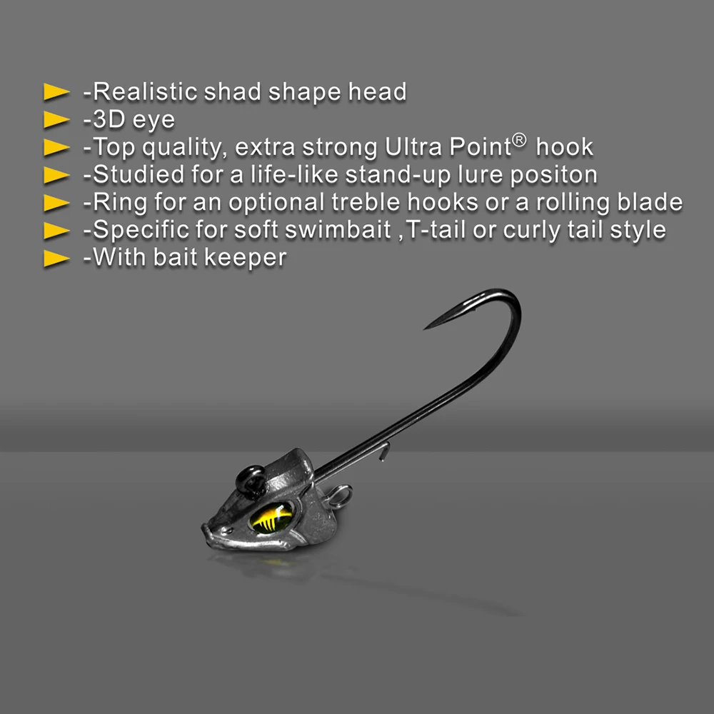 ELITELURE-anzuelo de cabeza de piscardo negro con púas afiladas, cebos Pikie, Swimbait, Wobblers, aparejos de pesca de lubina, 7g, 10g - imagen 3