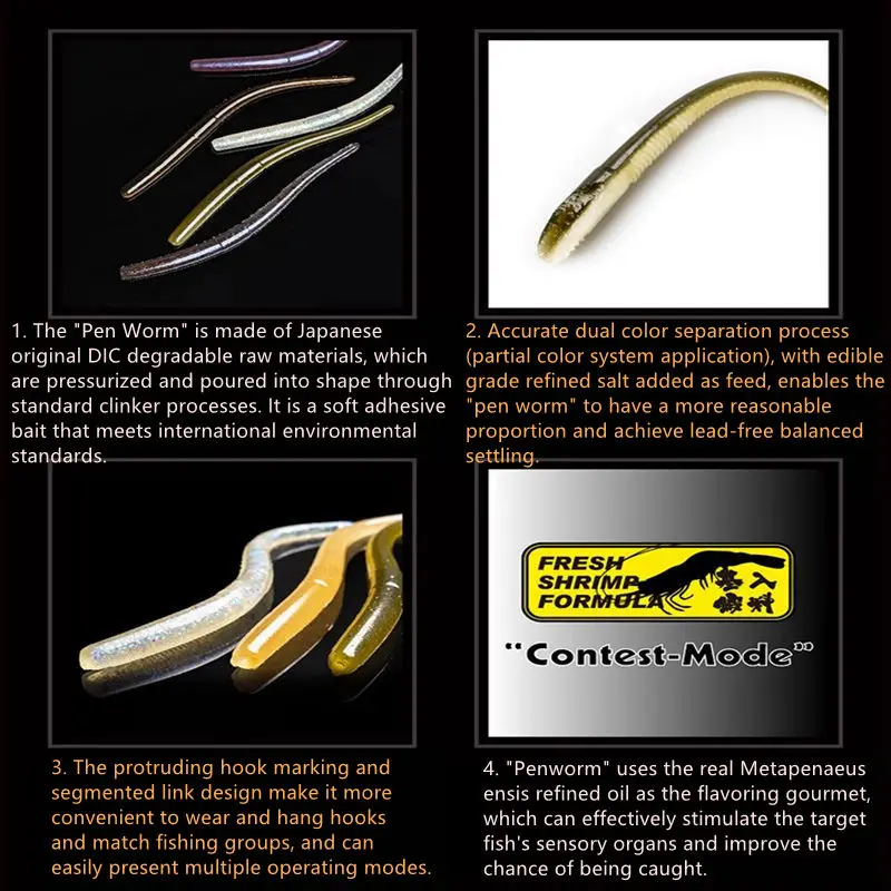 7/8 Uds Ravencraft Pen-Worm Wacky Worm 105mm/120mm cebos de silicona suave de hundimiento lento Pesca de carpa para señuelo de Pesca Artificial de trucha - imagen 5
