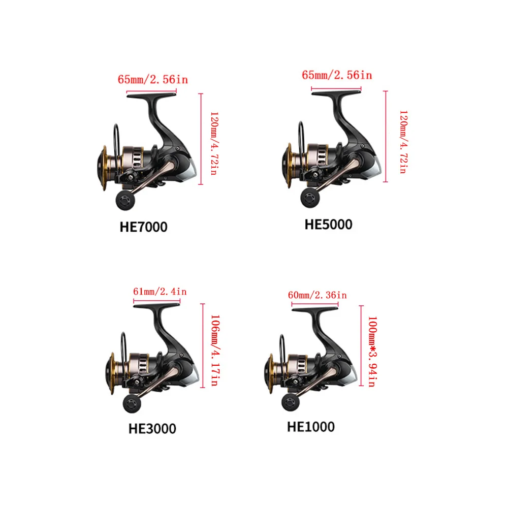 Carrete de pesca 5,2: 1 carrete de alambre de metal rueda giratoria HE3000 5000 7000 relación de engranaje carrete de pesca de fundición de alta velocidad - imagen 2