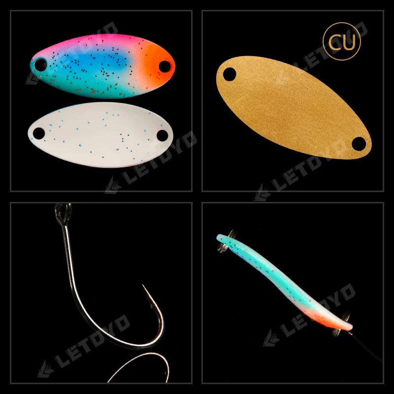 LETOYO 3.5g 2.5g Spoon Fishing Lure Colorful UV Luminous Double Painted Spinner Baits Winter Trout Prech Fishing Lures - imagen 2