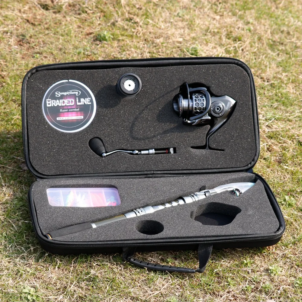 Sougayilang-combos de caña de pescar con caña de pescar telescópica, carretes giratorios, bolsa de transporte de pesca, juegos de sedal de señuelo para pesca de viaje - imagen 5
