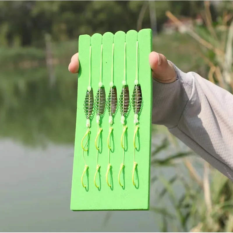 5 unids/set anzuelo de pesca de acero con alto contenido de carbono verde fluorescente 8 # -13 # Ganchos de resorte fuertes y afilados para pesca en agua dulce y salada - imagen 3