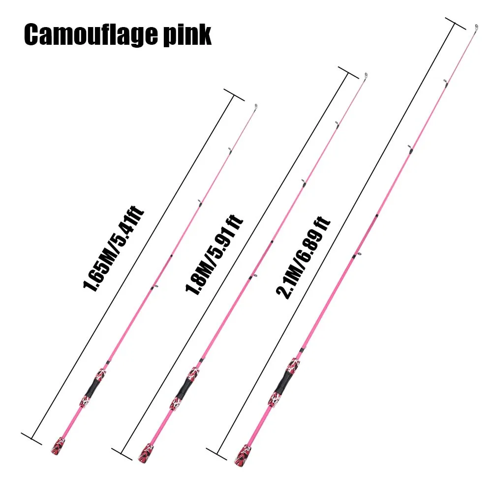 Camo Rosa Amarillo 1,8 m 2 secciones señuelo caña de pescar de fibra de vidrio cuerpo Eva mango segmentado M caña de pescar Unisex telescópica - imagen 2