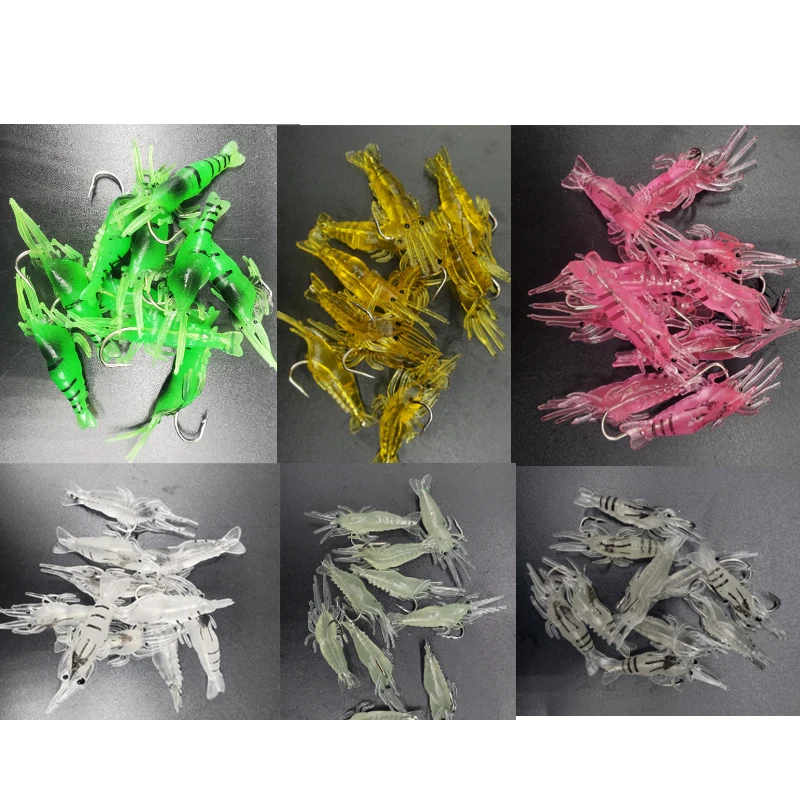 TAKEDO 10 unids/bolsa 4,5 CM 1,3G señuelo de camarón suave Artificial con gancho cebo de silicona Señuelos de Pesca de carpa Wobbler para lubina dorada - imagen 4