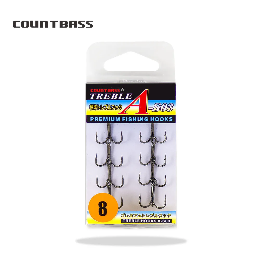 COUNTBASS-anzuelos triples redondos de acero con alto contenido de carbono para pesca, cebos duros de níquel negro, 2 #4 #6 #8 #10 #12 #14 #, 20 piezas - imagen 4