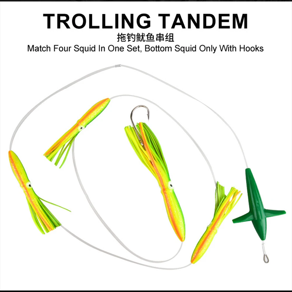 Señuelos de pesca con anzuelo de agua salada, 9 ", faldas aparejadas suaves, Marlin, atún, Wahoo Mahi, cebo de pesca de gran juego - imagen 5