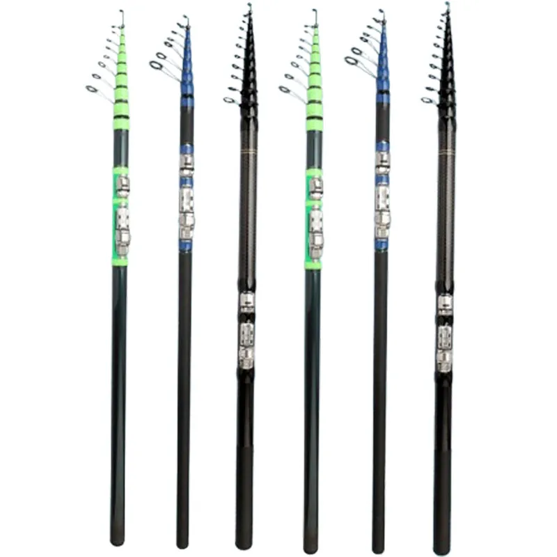 Nuevo tipo de caña de pescar flotante deslizante de carbono, caña de Surf ultraligera de 4M, 5M y 6M, caña giratoria telescópica, punta sensible