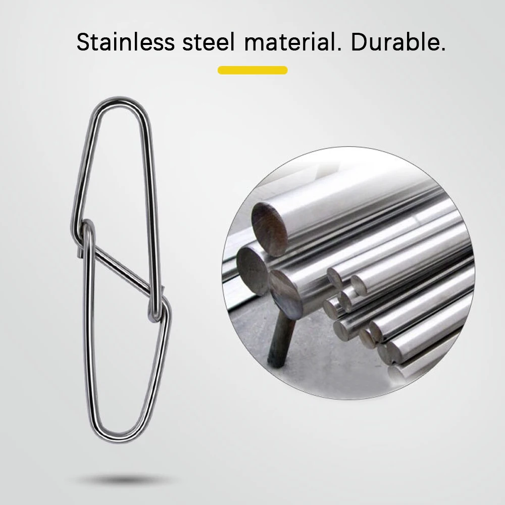 TIANNSII-50 piezas de broches de pesca, Conector de cierre para anzuelos de pesca, cierre de Clip de línea de acero inoxidable 15mm-34mm, accesorios de pesca - imagen 3