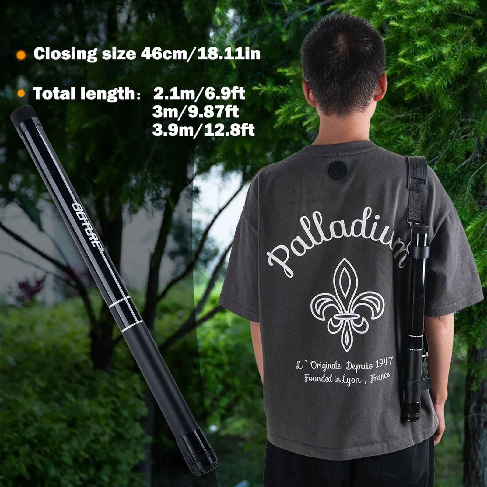 Goture-caña de red de pesca portátil, 2,1 M, 3,0 M, 3,9 M, con correa, mango de extensión telescópico, herramienta de pesca de red de aterrizaje para captura de peces - imagen 5