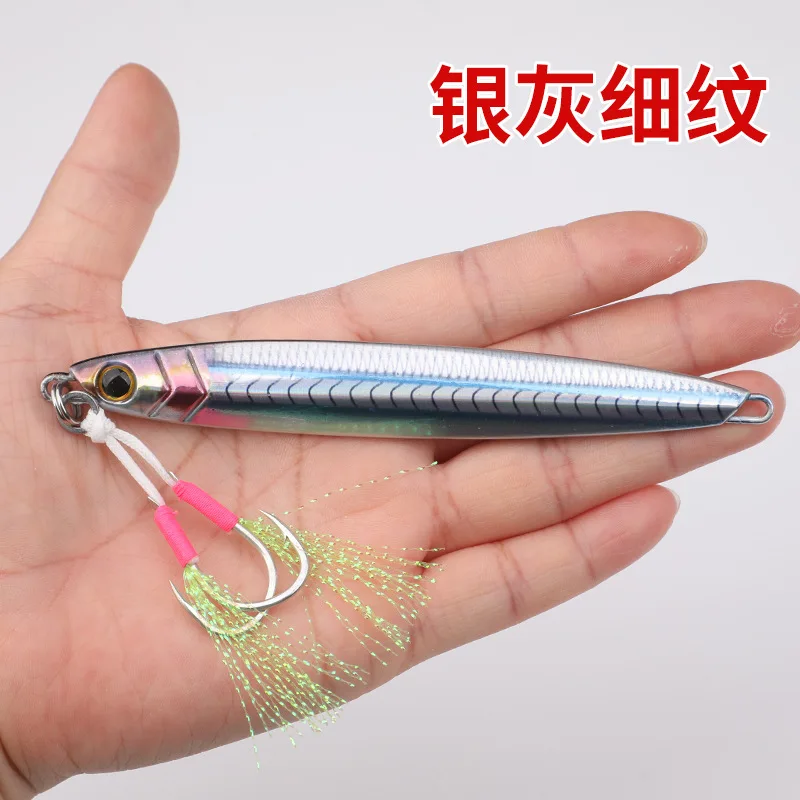 Plantilla de cuchillo con estampado 3D, 60g, 80g, 100g, señuelo de jigging con anzuelo de asistencia, plantilla lenta, lubina, caballa, atún, barco, juego de pesca, mar - imagen 4