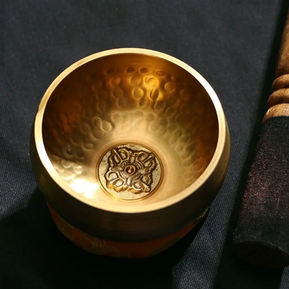 Nuevo Cuenco budista tibetano de Nepal, cuencos tibetanos de fondo plano hechos a mano, cuenco de meditación con mortero cruzado - imagen 2