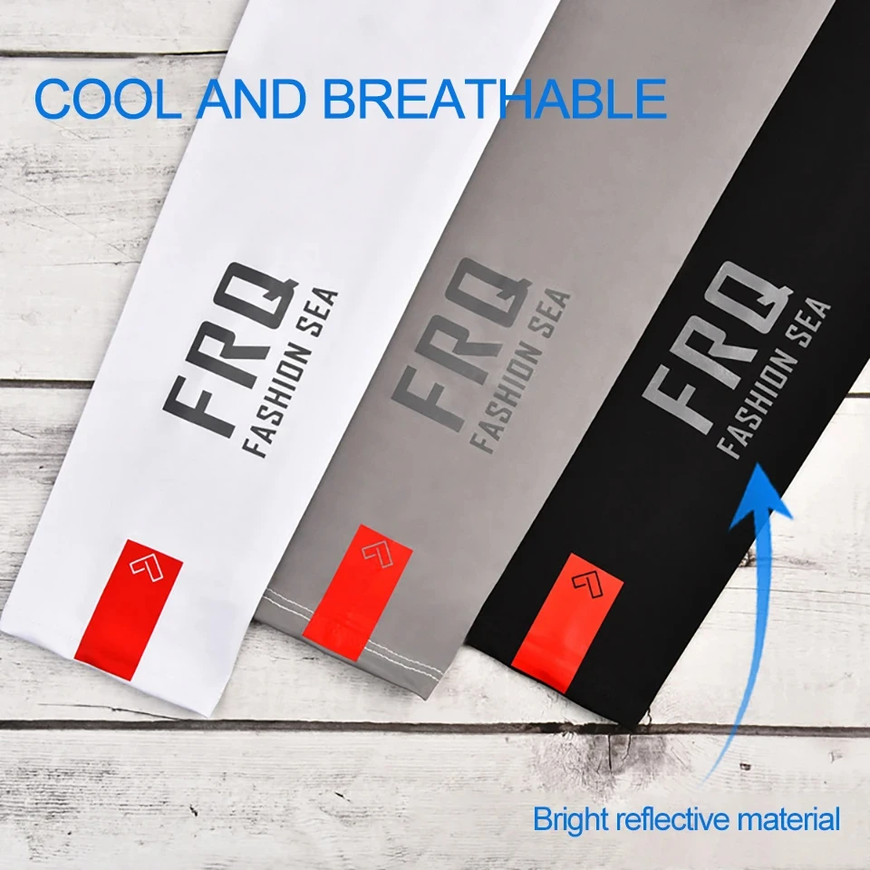 WALK FISH 1 par de verano UPF50 + protector solar de pesca mangas de soporte de brazo sensación fresca transpirable seda de hielo ciclismo Oversleeve hombres - imagen 4