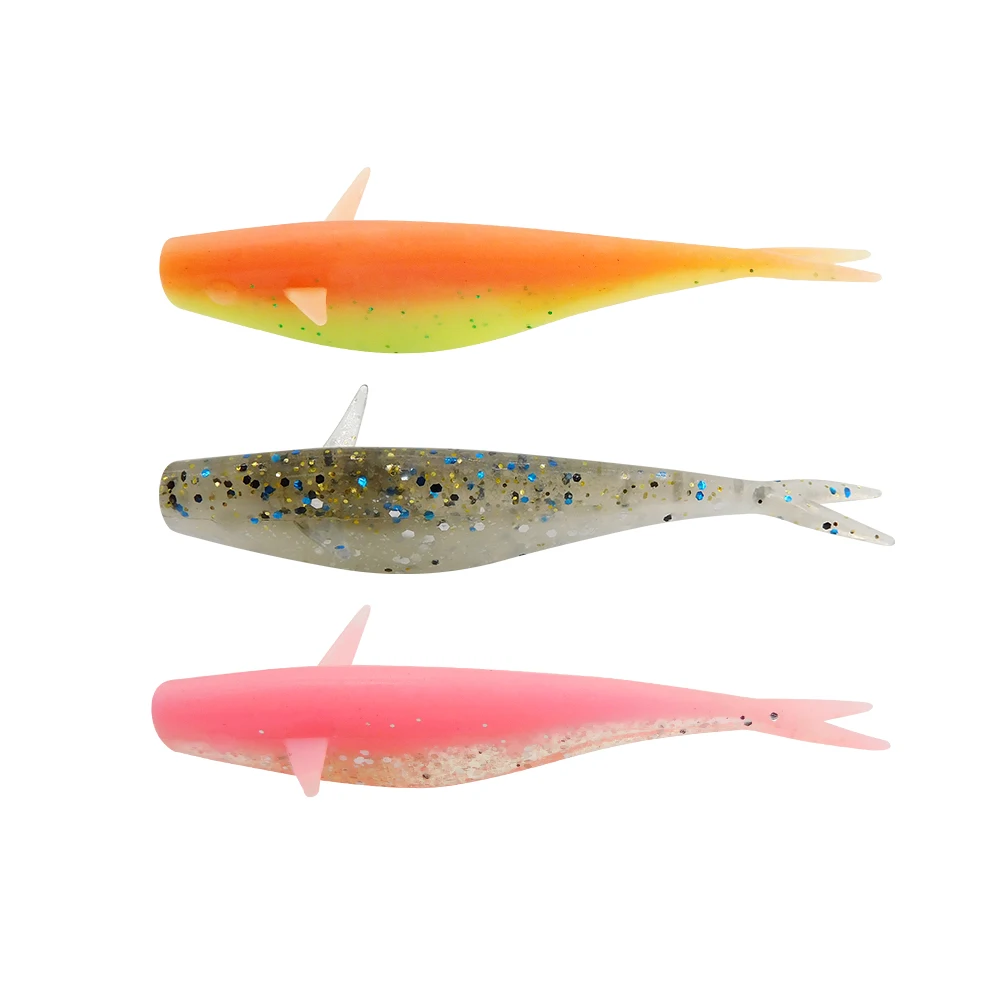 ESFISHING 10 Uds señuelo suave Vertical Shad 75mm cebo de plástico con ala de aleta para pesca de trucha de Lucio-paquete de 10 - imagen 4