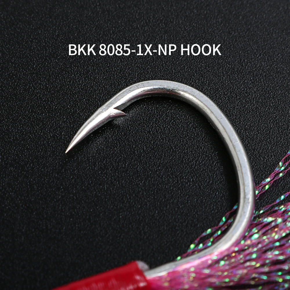 CASTFUN Anzuelos de asistencia slow jig – Acero carbono con plumas - imagen 5