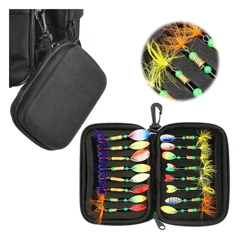 WEIHE 16 Uds B Señuelos de Pesca Spinners cebos cuchara conjunto con bolsa de aparejos trucha lubina salmón Lucio Walleye trucha Señuelos de Pesca - imagen 2