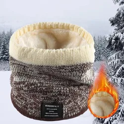 Bufanda de punto con forro polar a la moda, bufanda con cuello de doble capa, polaina para el cuello de invierno, calentador de cuello suave y grueso para mujer/hombre