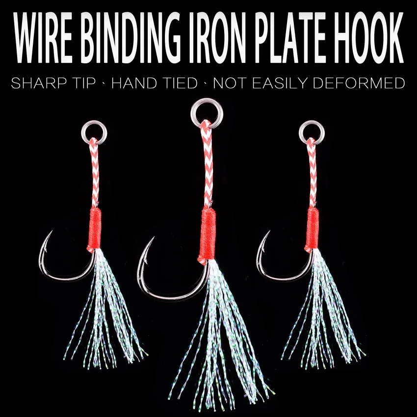 Anzuelo de Pesca de 20 piezas, anzuelo de púas, pluma de hilo, señuelo de Pesca de acero de alto carbono, Jigging lento - imagen 4