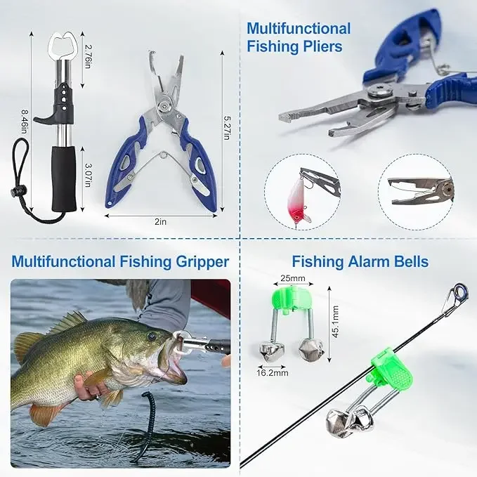 Goture-Kit completo combinado de caña de pescar y carrete, 1,8 M-2,7, poste de mar telescópico y cebos de carrete giratorio, aparejos, bolsa de pesca de viaje - imagen 5