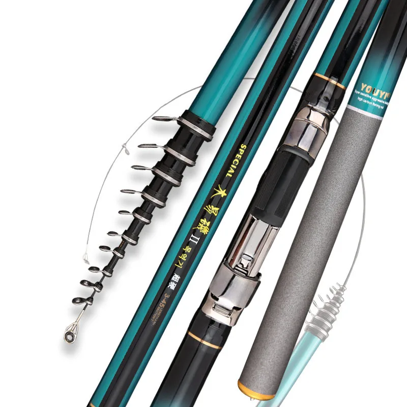 Carbono No. 3 cañas de pescar en roca, caña de mano ultradura de 2,7-7,2 m, caña de pescar giratoria telescópica para pesca con alimentador de largo alcance - imagen 5