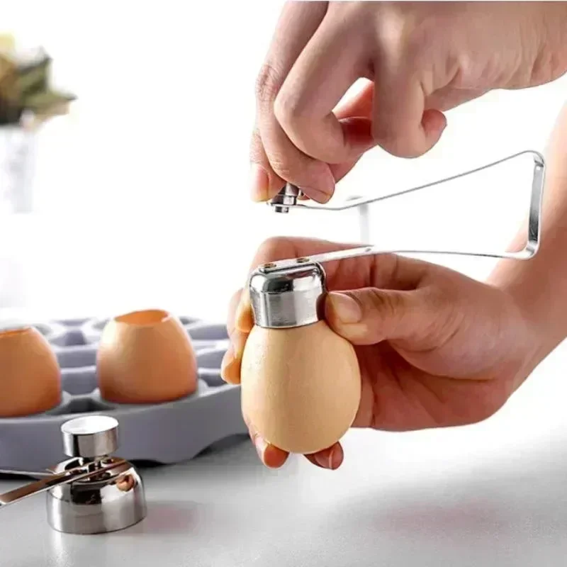Herramientas de cocina portátiles, tijeras de Metal para huevos, abridor de cáscara de huevo, cortador doble, accesorios para utensilios de cocina de huevos crudos hervidos - imagen 2