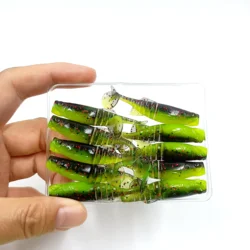 DUODUOYU 10 Uds TPE t-tail Señuelos de Pesca blandos 1,7g 55mm Mini gusano suave Swimbait Jigging señuelo cebos artificiales aparejos de pesca