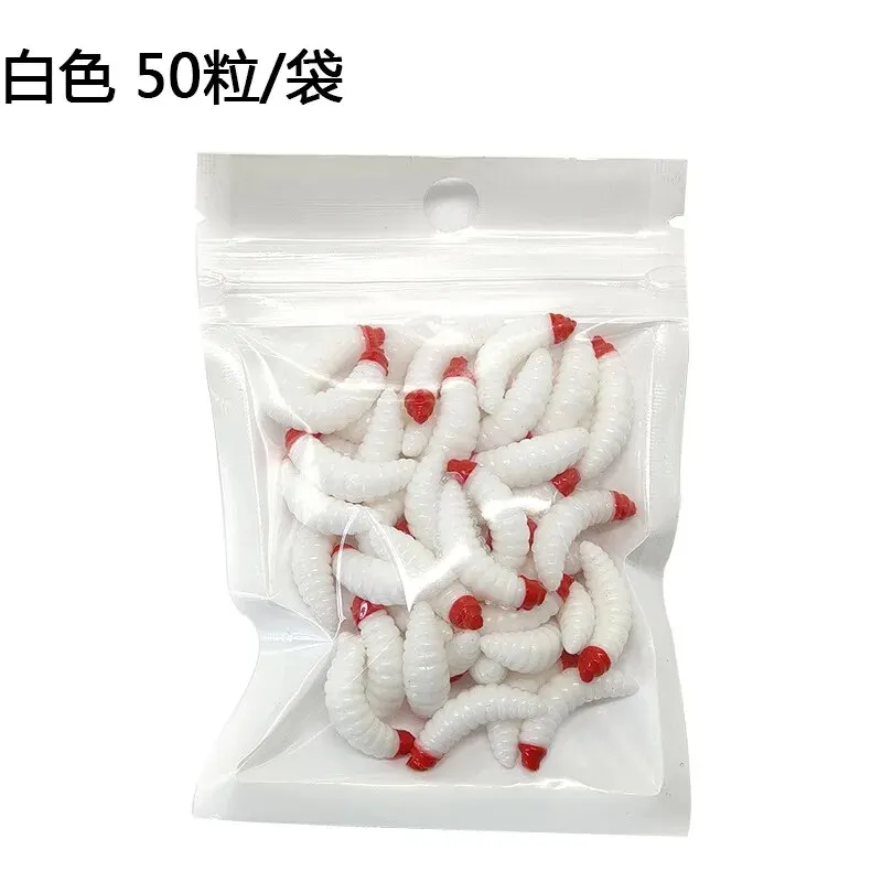 Señuelo de pesca BURLE, gusano, larva, amarillo, realista, señuelo de pesca biónico, pan, insecto, señuelo de pesca suave, anzuelos, olor, gusanos, brillo - imagen 4