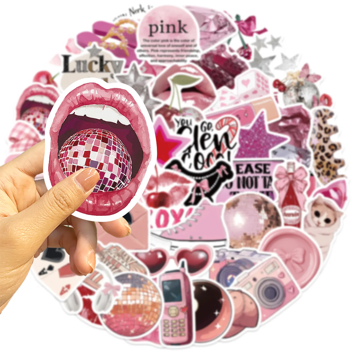 Pegatinas retro Y2K rosa – Estéticas y resistentes al agua - imagen 4