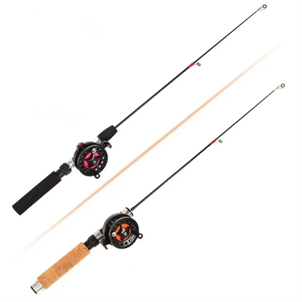 Caña de pesca de invierno y carrete antideslizantes, 60cm, 62cm, 65cm, Mini cañas de pescar Spinning de rueda telescópica para camarones, equipo de pesca para hielo - imagen 2