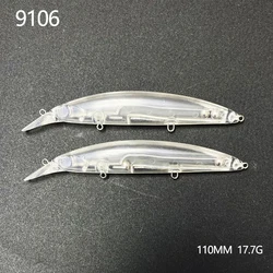 20 piezas 17,7g sin pintar espacios en blanco Minnow señuelos 110mm Wobblers flotantes para agua salada lubina trucha Swimbait cebo Artificial Jerkbait