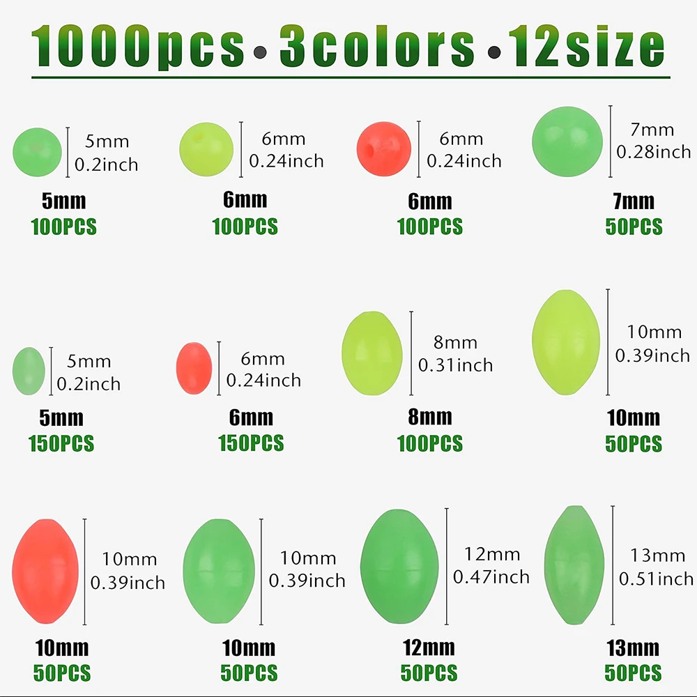 Cuentas luminosas ovaladas para pesca en agua dulce y salada - imagen 2