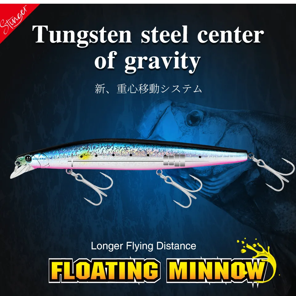 TSURINOYA 2 uds pececillo flotante de fundición ultralargo 140F STINGER 140mm 24g señuelo de pesca de fundición larga cebos duros de agua salada lubina - imagen 2