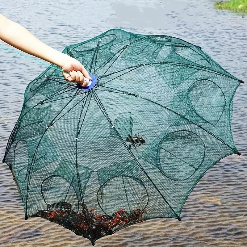 Actualice su juego de pesca con esta red de pesca hexagonal plegable portátil: ¡perfecto para atrapar camarones y más!