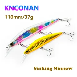 Señuelo de pesca Wobbler plano de pececillo de hundimiento pesado, 110mm, 37g, cebo duro Artificial, Crankbait, trucha, lubina, aparejos