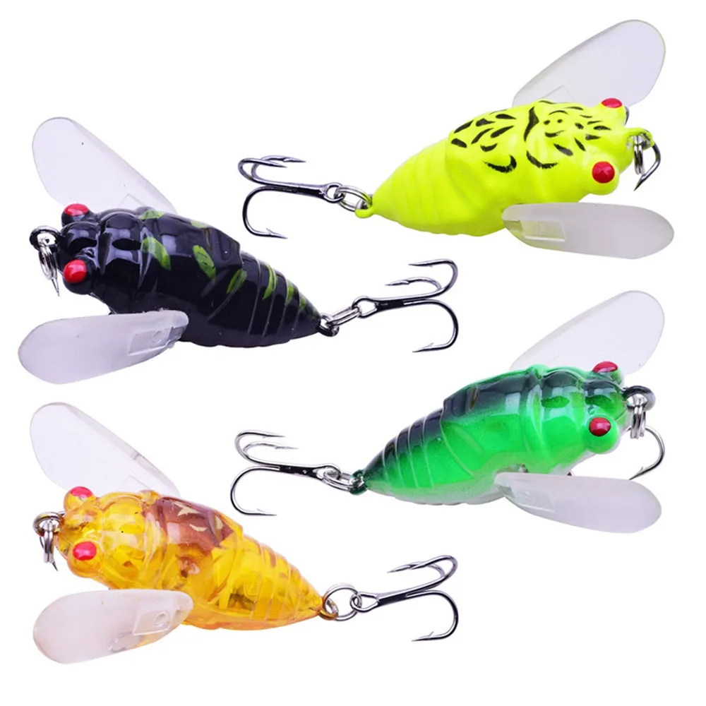 Señuelos de Pesca Popper de 2 piezas, 4cm, 6g, señuelo duro, simulación de Cicada Wing, insecto biónico, Topwater, Wobbler, cebo Artificial, Crankbaits