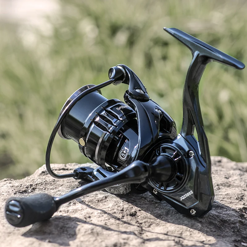 LINNHUE-carrete de Pesca JQ1500 2500, agarre de mango simple/doble, 6 rodamientos de bolas, carrete giratorio poco profundo para señuelo, Pesca - imagen 2