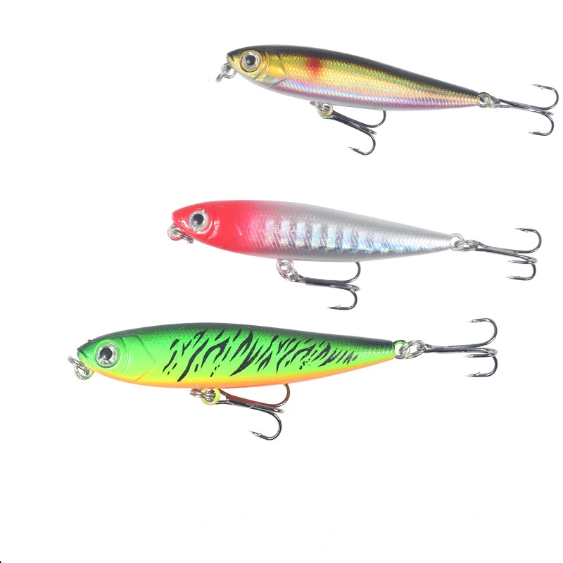 Señuelo de pesca con lápiz flotante, Wobblers, 5,5 cm, 3,2g, cebo duro de plástico Artificial, aparejos de pesca de lubina de alta calidad, 6 uds.