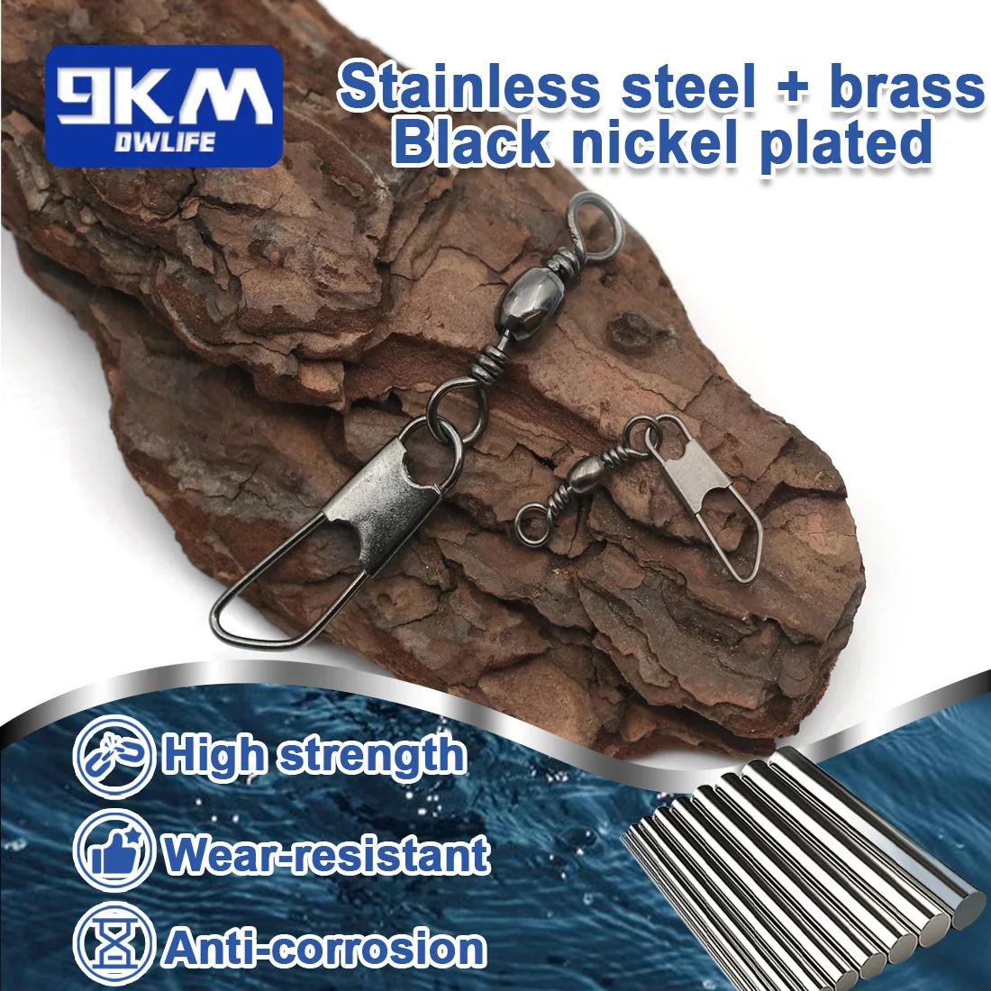 Barril de pesca giratorio con broche de seguridad, 50 ~ 200 Uds., giratorios de pesca de agua salada de acero inoxidable, Clip, anillo sólido, conector de señuelo, aparejos - imagen 2