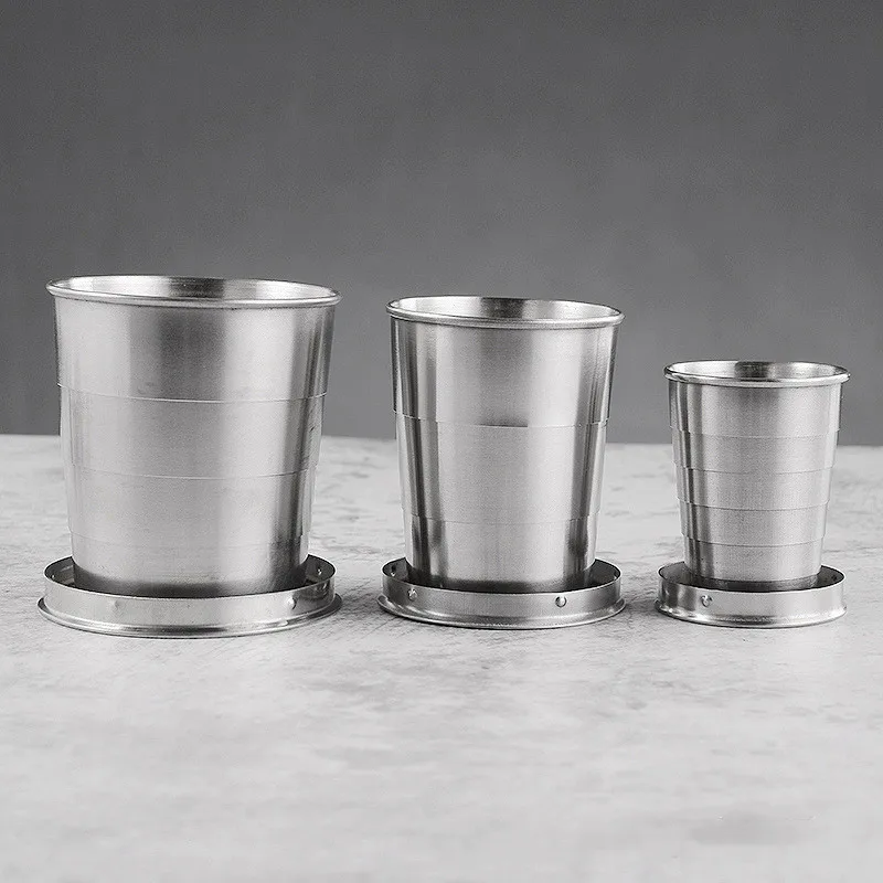Taza plegable de acero inoxidable, Kit de herramientas de viaje, equipo de supervivencia, taza para deportes al aire libre, portátil para acampar y senderismo, 1 ud. - imagen 5