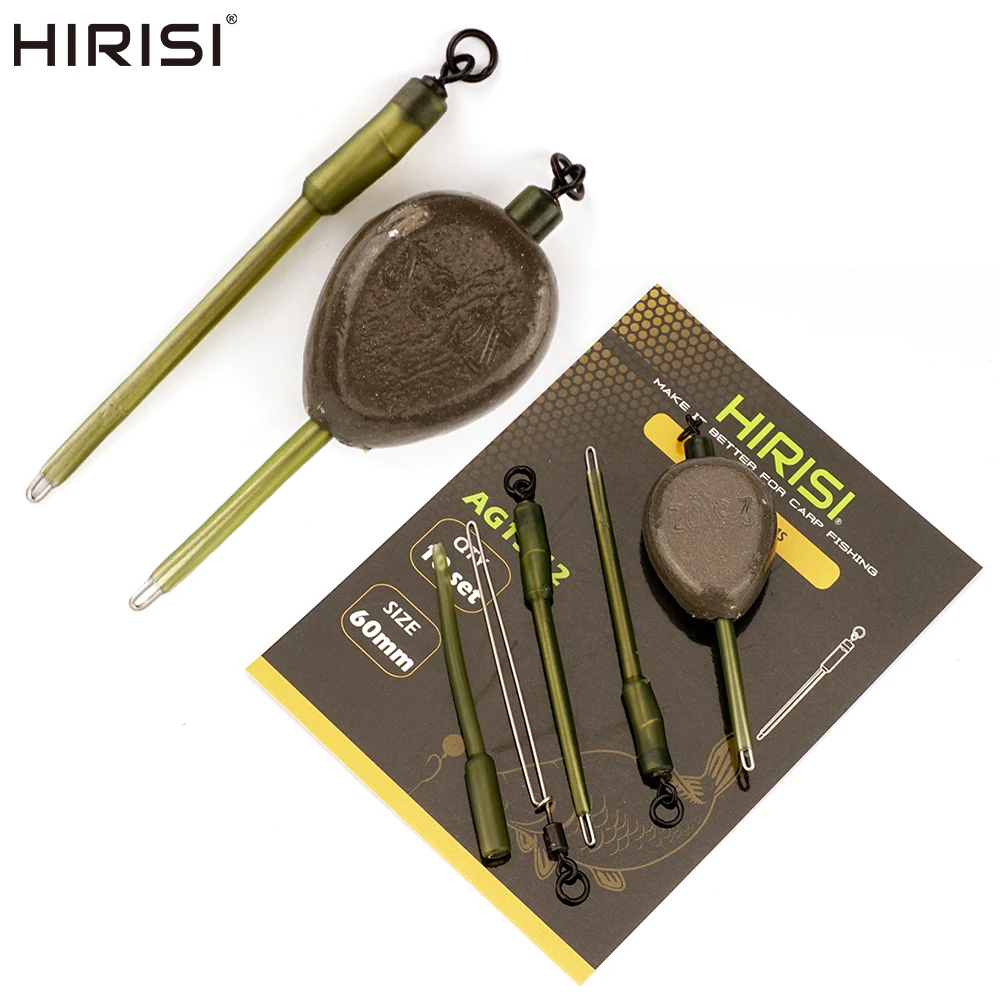 Hirisi, 10 piezas, aparejos de pesca de carpa, bolsa PVA, vástagos, tubo de goma de plomo en línea, Terminal final de inserción, aparejos de pesca, accesorios