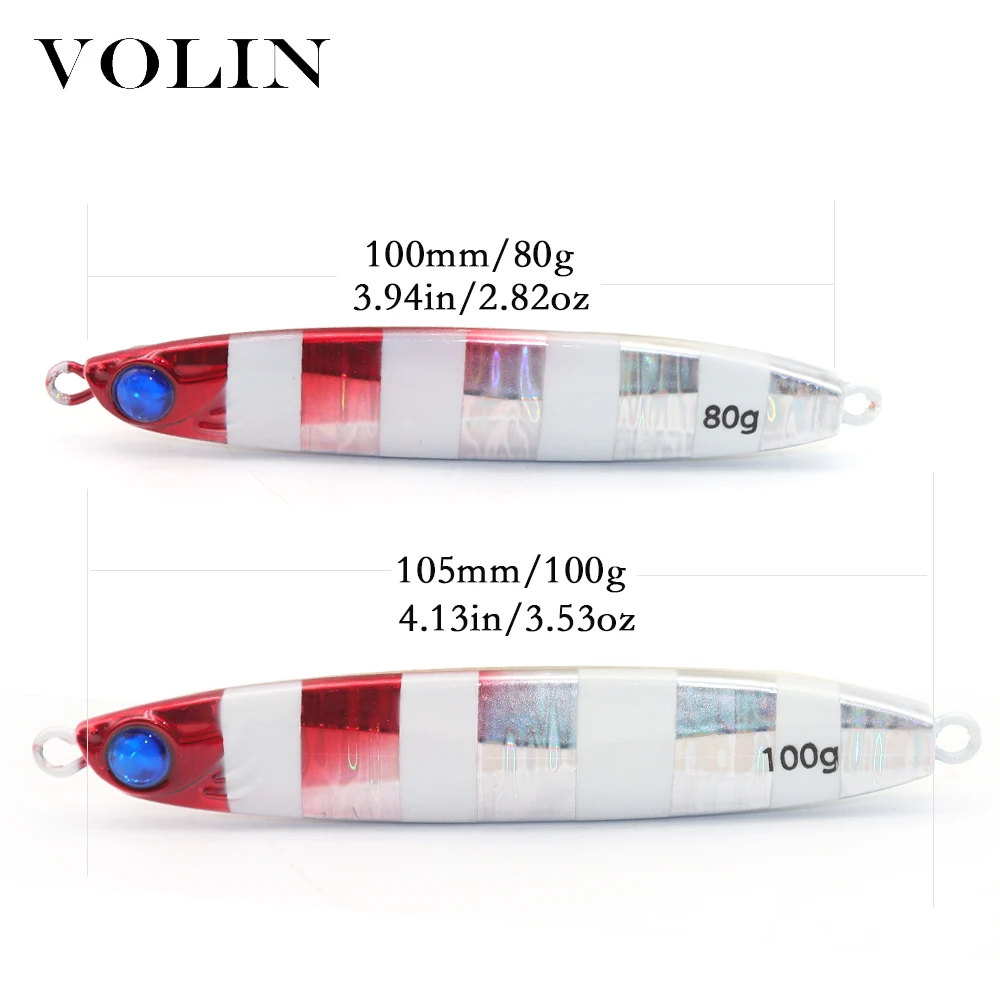 VOLIN-señuelo de pesca Artificial de Metal fundido, cebo de lubina duro, 80g, 100g, 1 unidad - imagen 4