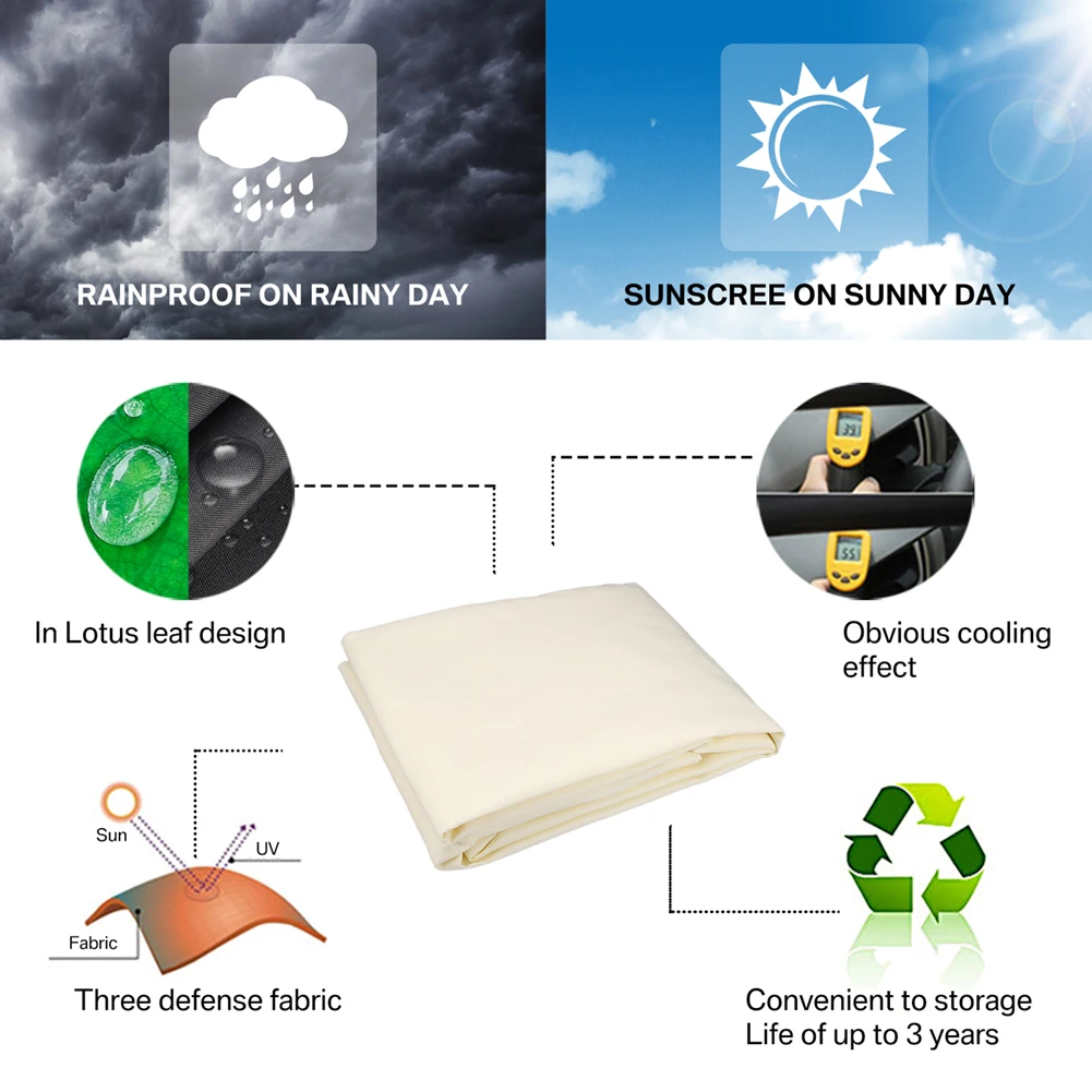 Toldo impermeable de protección solar para exteriores, sombrilla de vela para acampar, tela grande para dosel, jardín, Patio, 40% de descuento - imagen 5