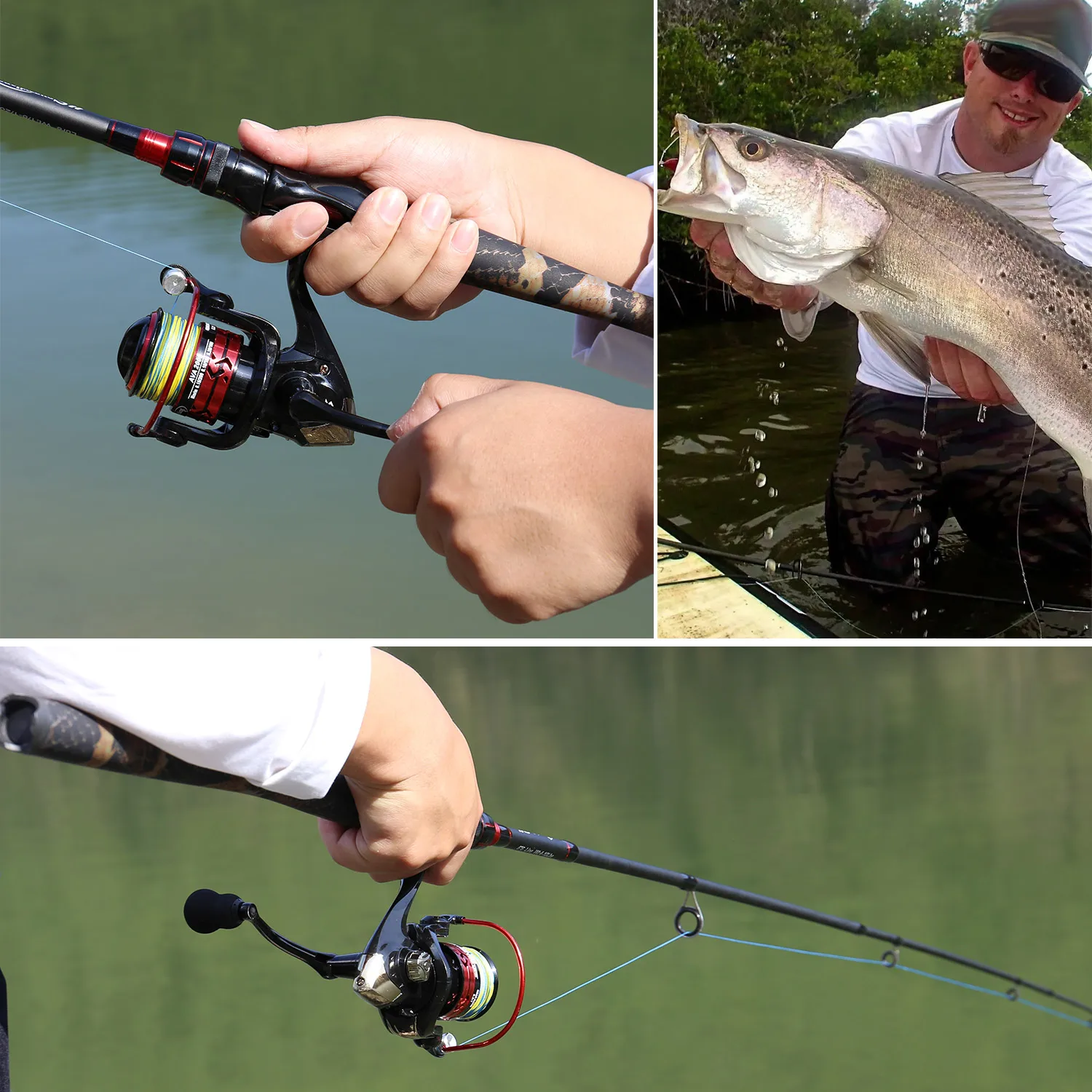 Sougayilang-caña giratoria de fibra de carbono, aparejos de pesca de fundición, peso ultraligero, 4 secciones, 1,8 m, 2,1 m - imagen 5